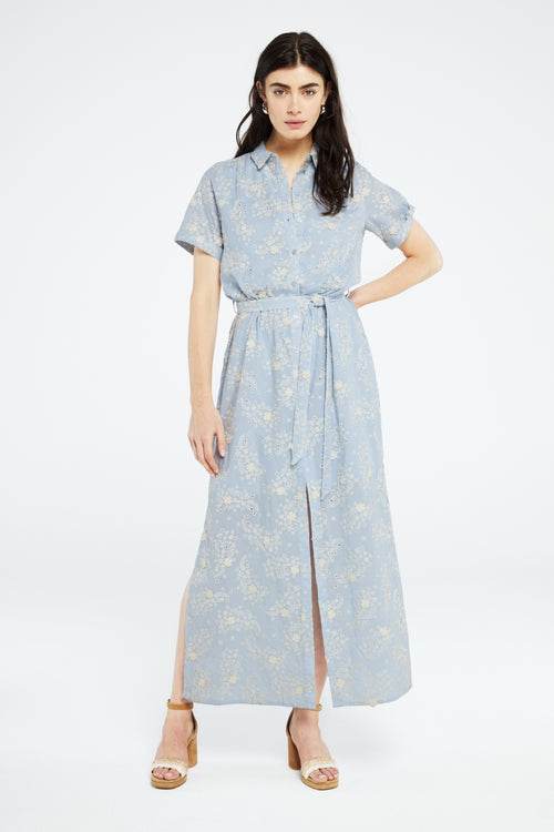 Boyfriend Broderie Maxi Dress | Summer Blue