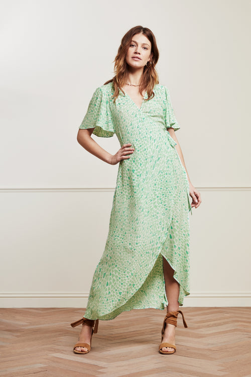 Archana Sleeve Dress | Cream White/Sea Gree