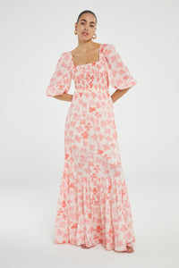 Carrie Dress | Cream White/Pink Gra