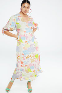 Channa Dress | Cream White /Pink Pa
