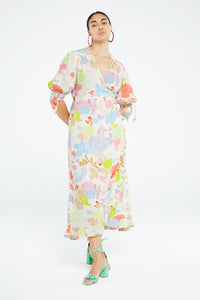 Channa Dress | Cream White /Pink Pa