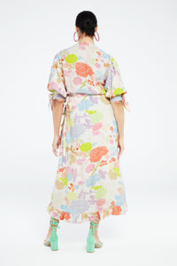 Channa Dress | Cream White /Pink Pa