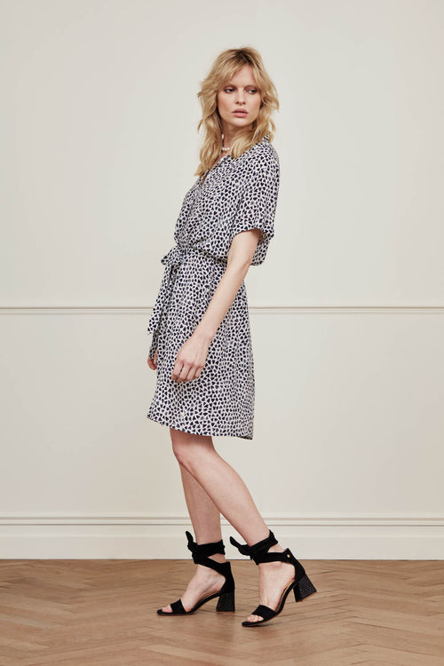 Boyfriend Tess Dress | Cream White/Black