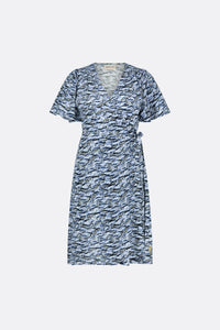 Archana Butterfly Short Dress | Cream White/Ocean Bl