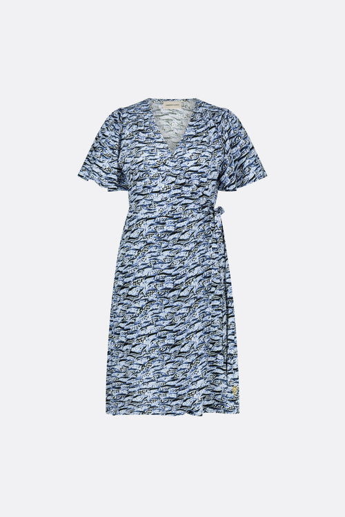 Archana Butterfly Short Dress | Cream White/Ocean Bl