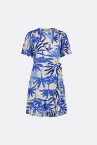 Archana Short Butterfly Dress | Warm white/Greco Blu