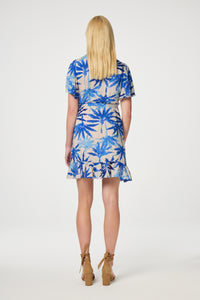 Archana Short Butterfly Dress | Warm white/Greco Blu