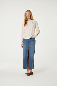 Phileine Long Sleeve T-Shirt | Cosy White/Green