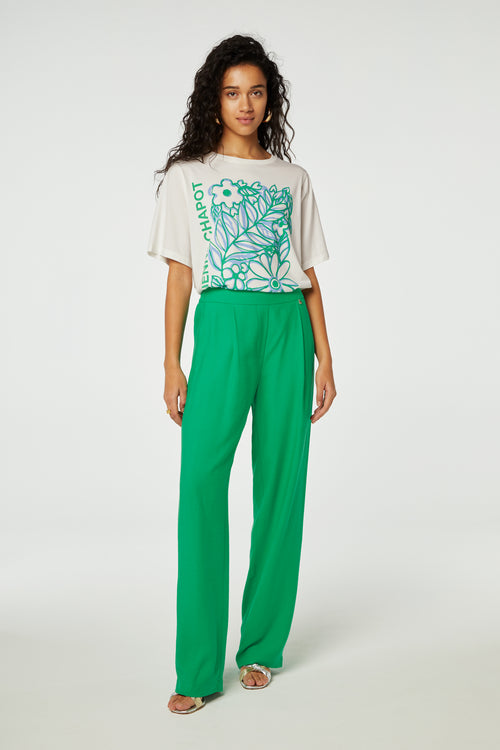 Fay Bloom T-shirt | Cream White/Green