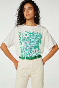Fay Bloom T-shirt | Cream White/Green