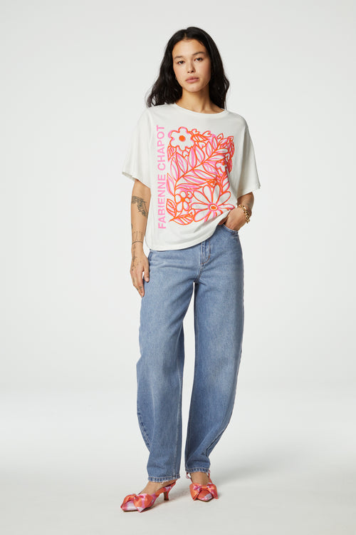 Fay Bloom Pink T-shirt | Cream White/Pink