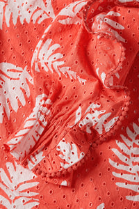 Josie Broderie Blouse | Hot Coral/Cream Whit